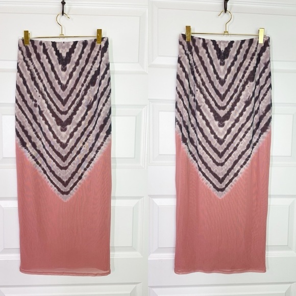 New AFRM Felix Power Mesh Skirt in V-tan Tie Dye - Picture 1 of 6